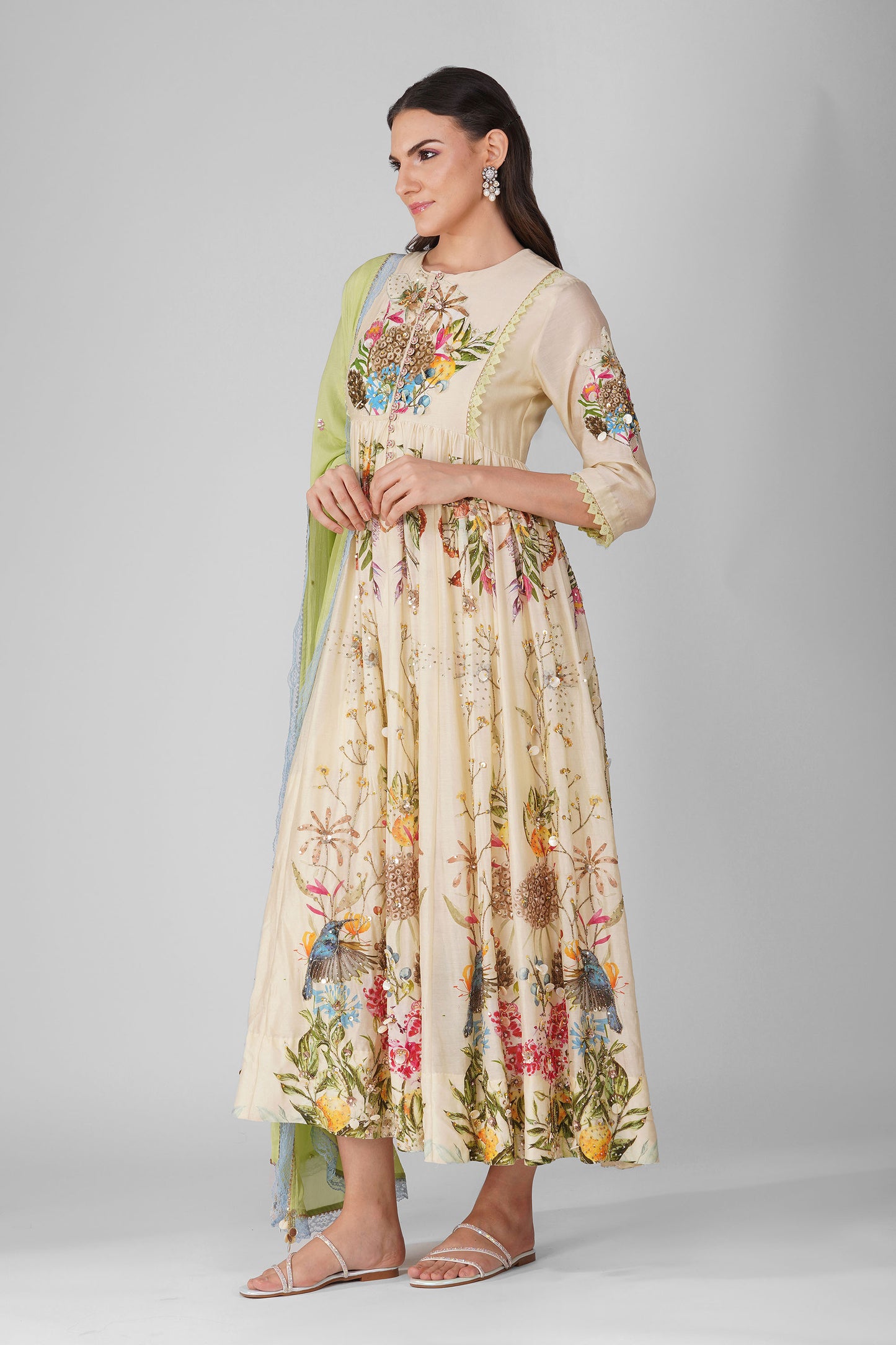 Sky Garden Kora Printed Anarkali Set