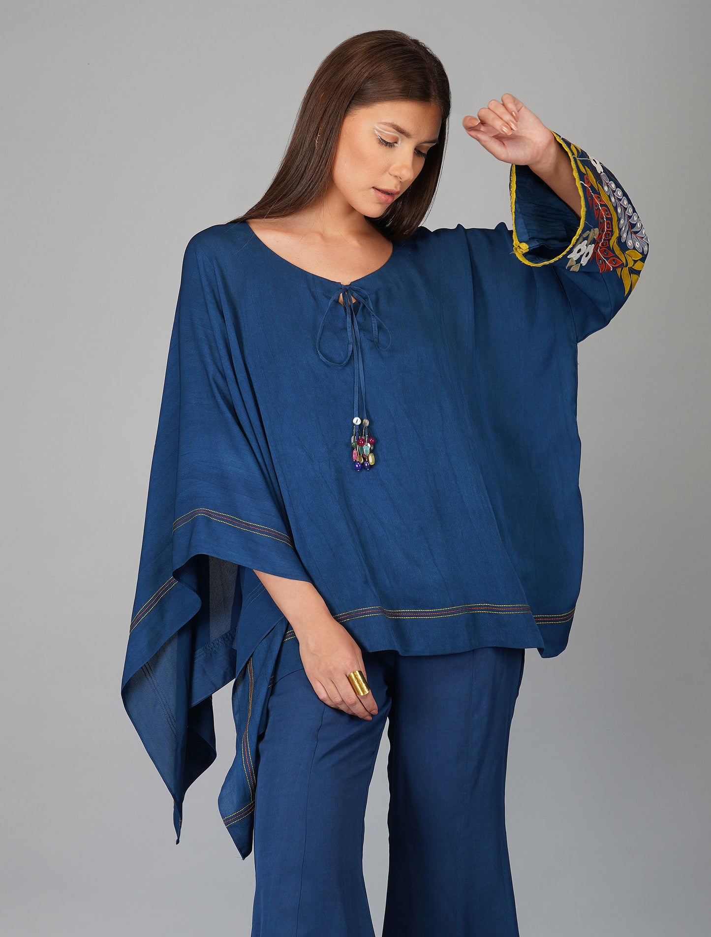 Applique Sleeves Egyptian Blue Cape Set