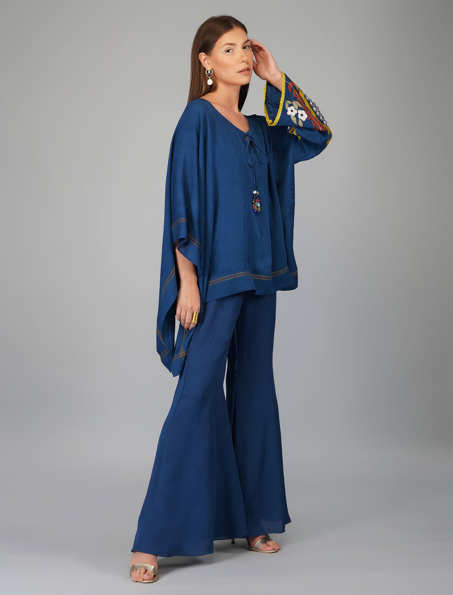 Applique Sleeves Egyptian Blue Cape Set