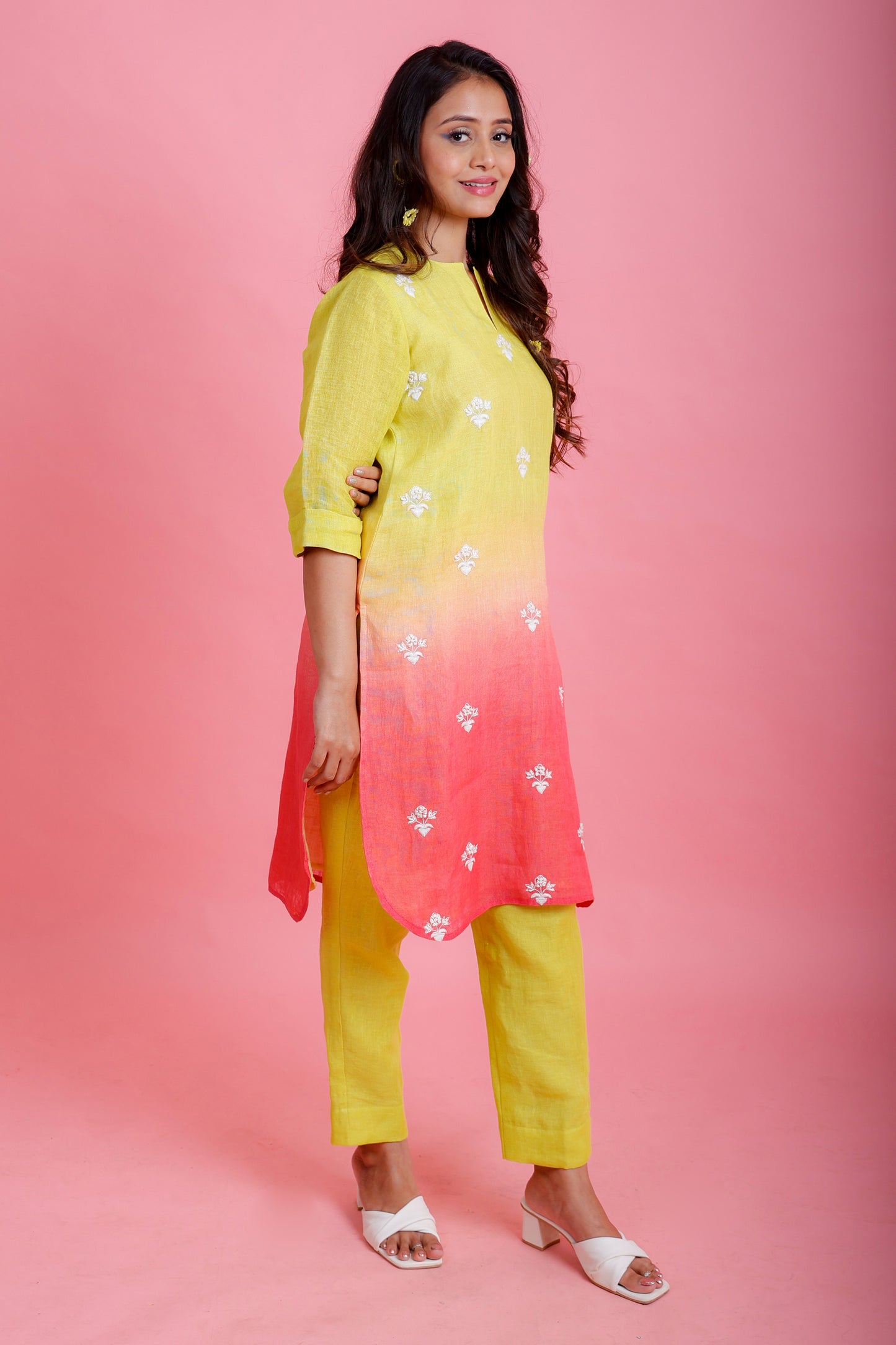 Bonfire Lemon to Rust Kurta Pant - Pinash