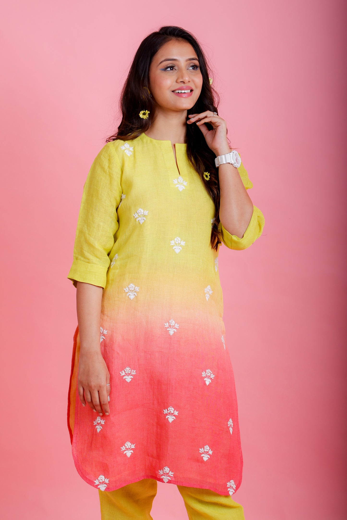 Bonfire Lemon to Rust Kurta Pant - Pinash