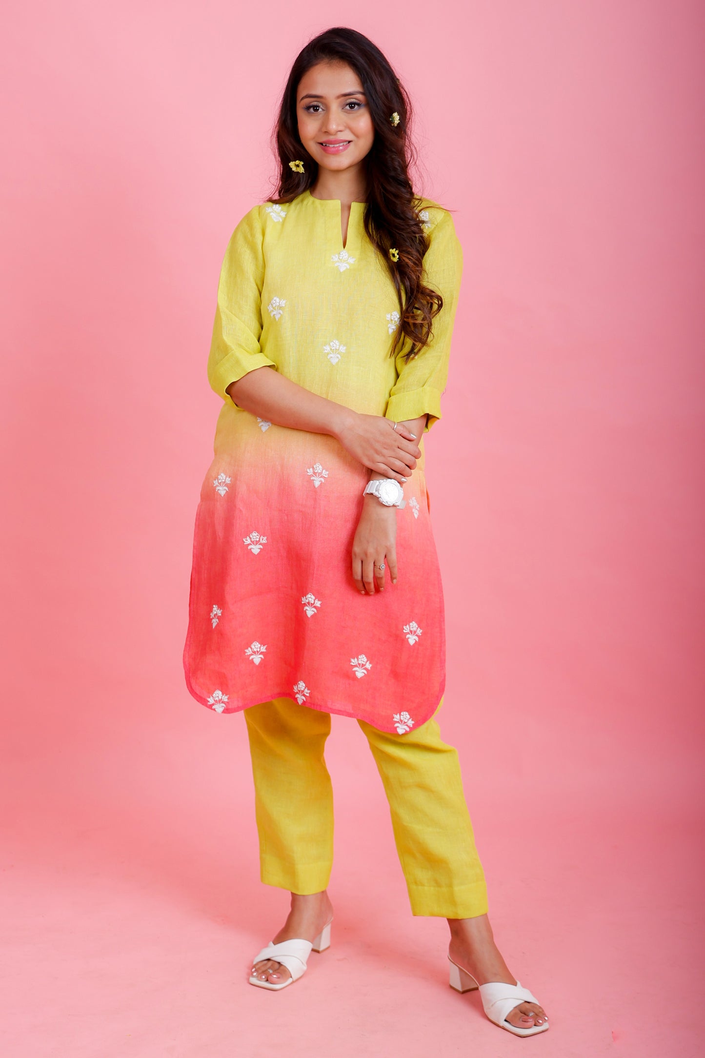 Bonfire Lemon to Rust Kurta Pant - Pinash