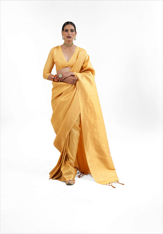 Yellow Kandini Silk Handloom Saree