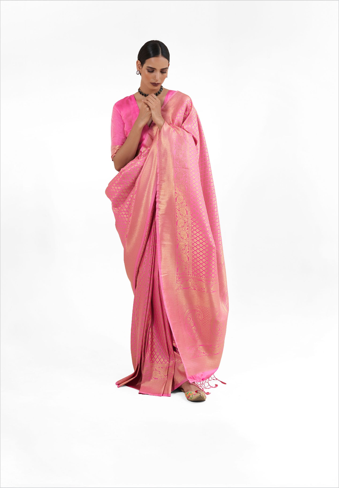 Pastel Pink Kandini Silk Handloom Saree