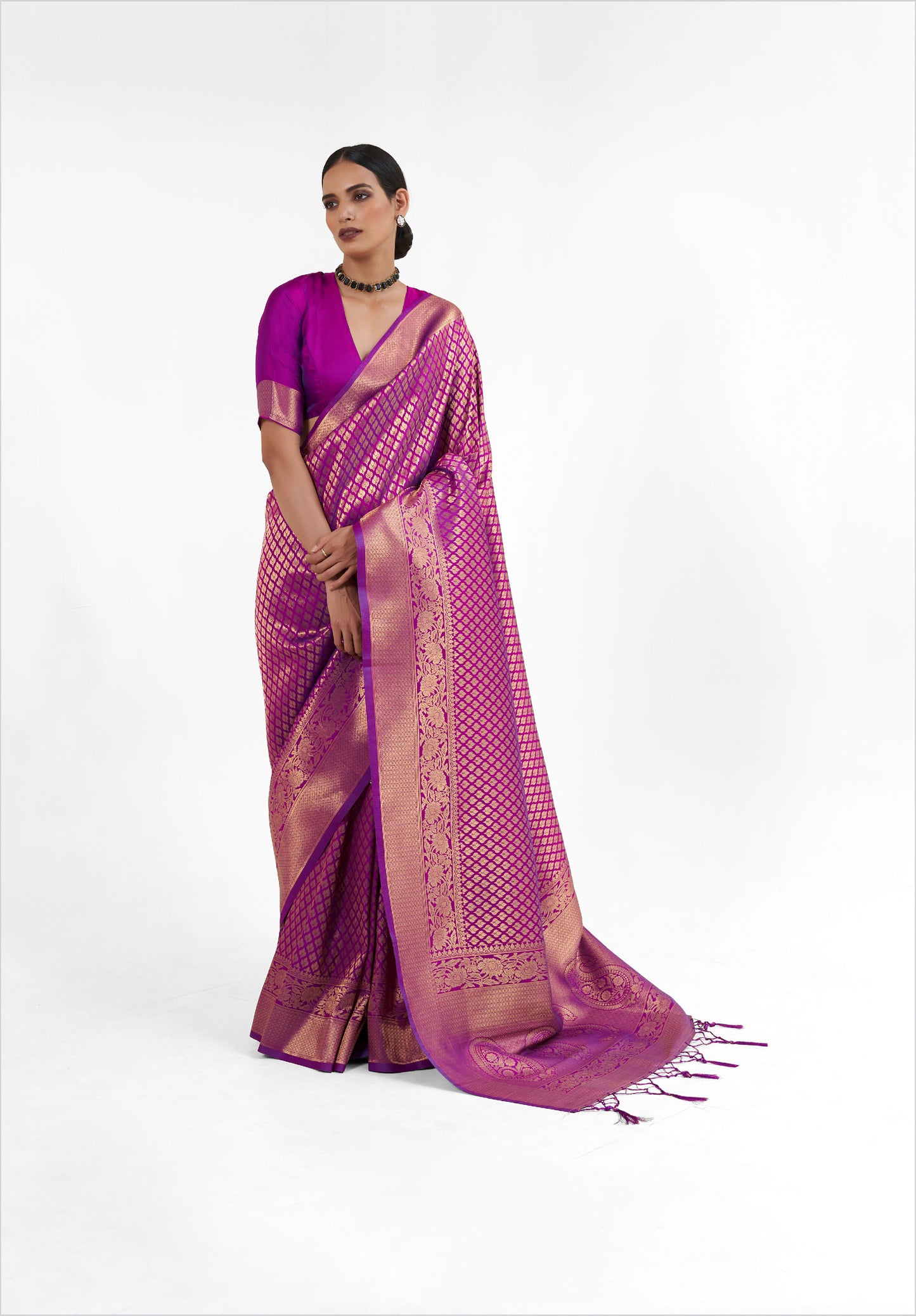 Deep Purple Kandini Silk Handloom Saree