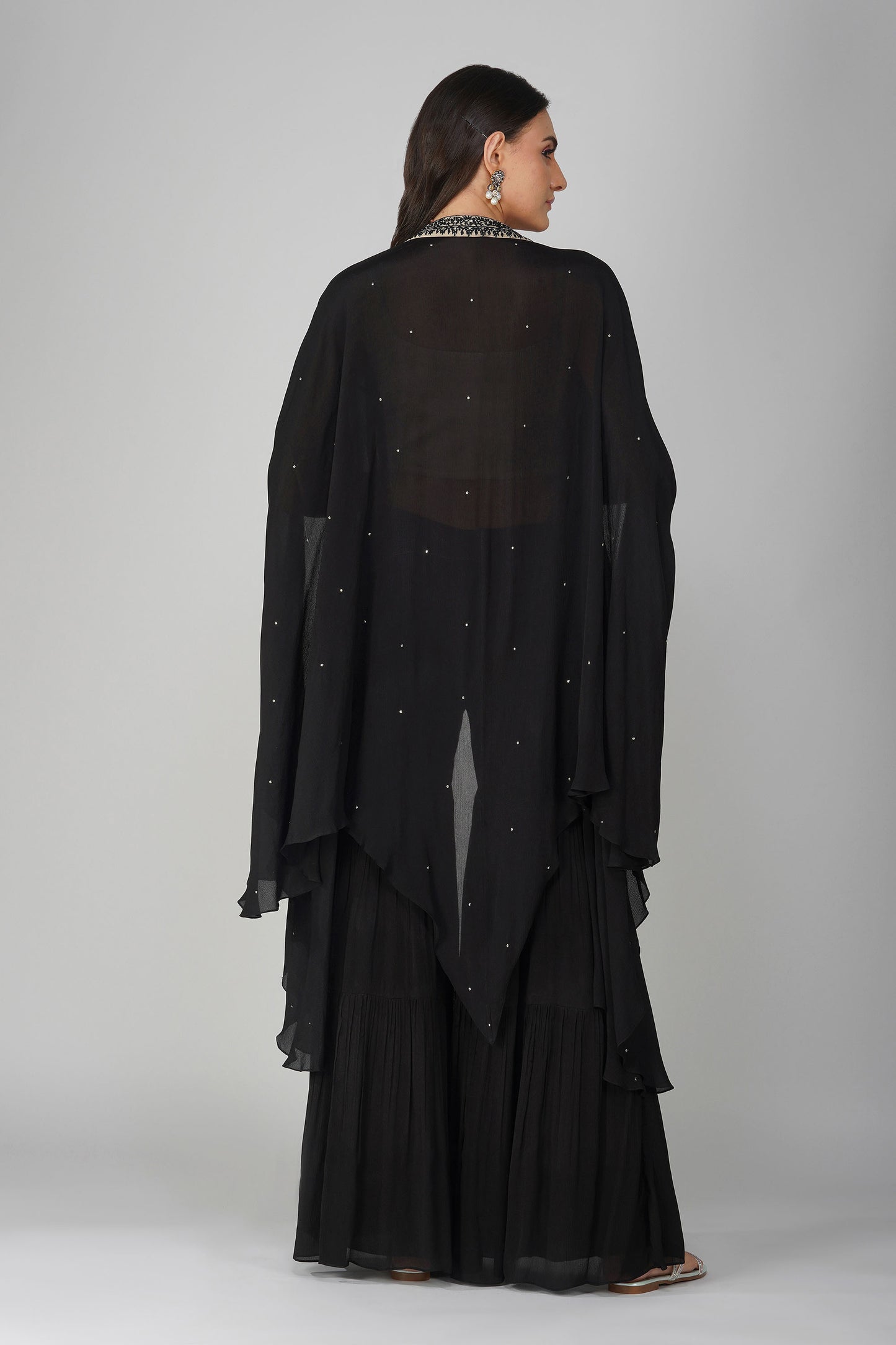 Starry Rose Cape and Black Garara Set