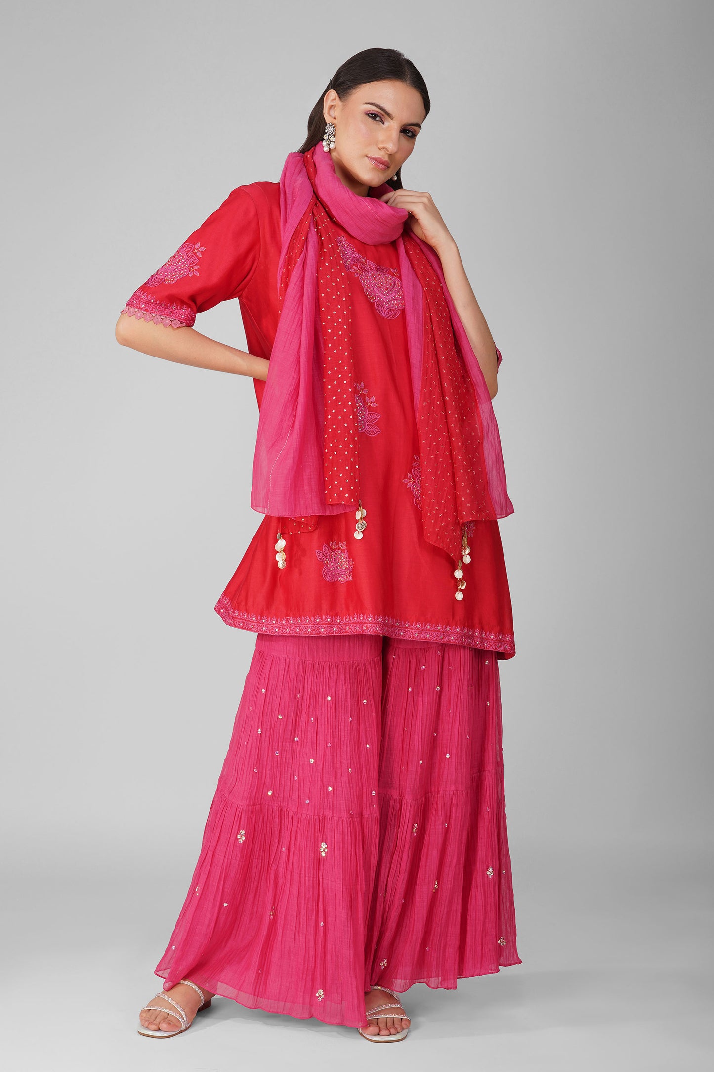 Starry Rose Magenta Two-Tone Garara Set