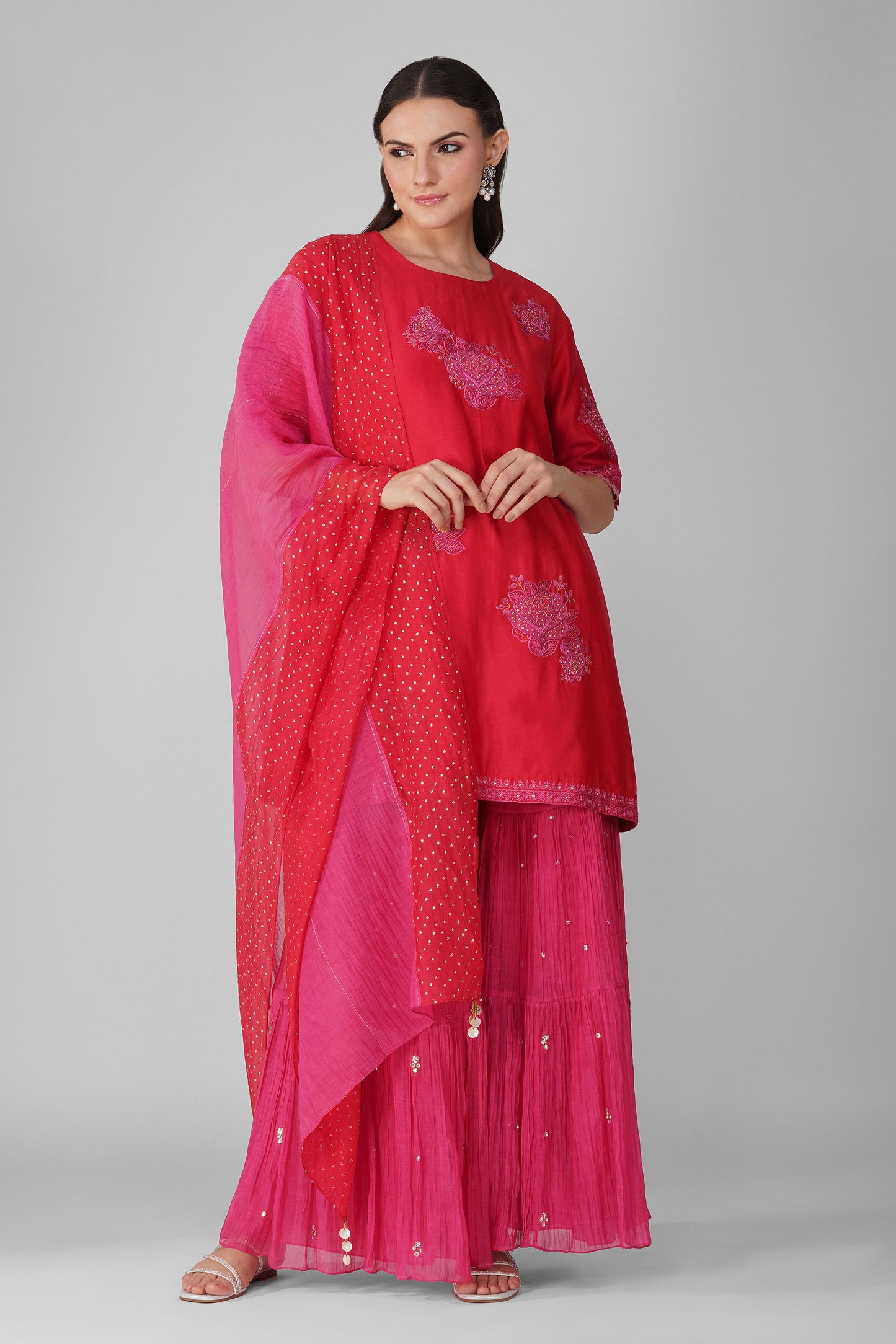 Starry Rose Magenta Two-Tone Garara Set