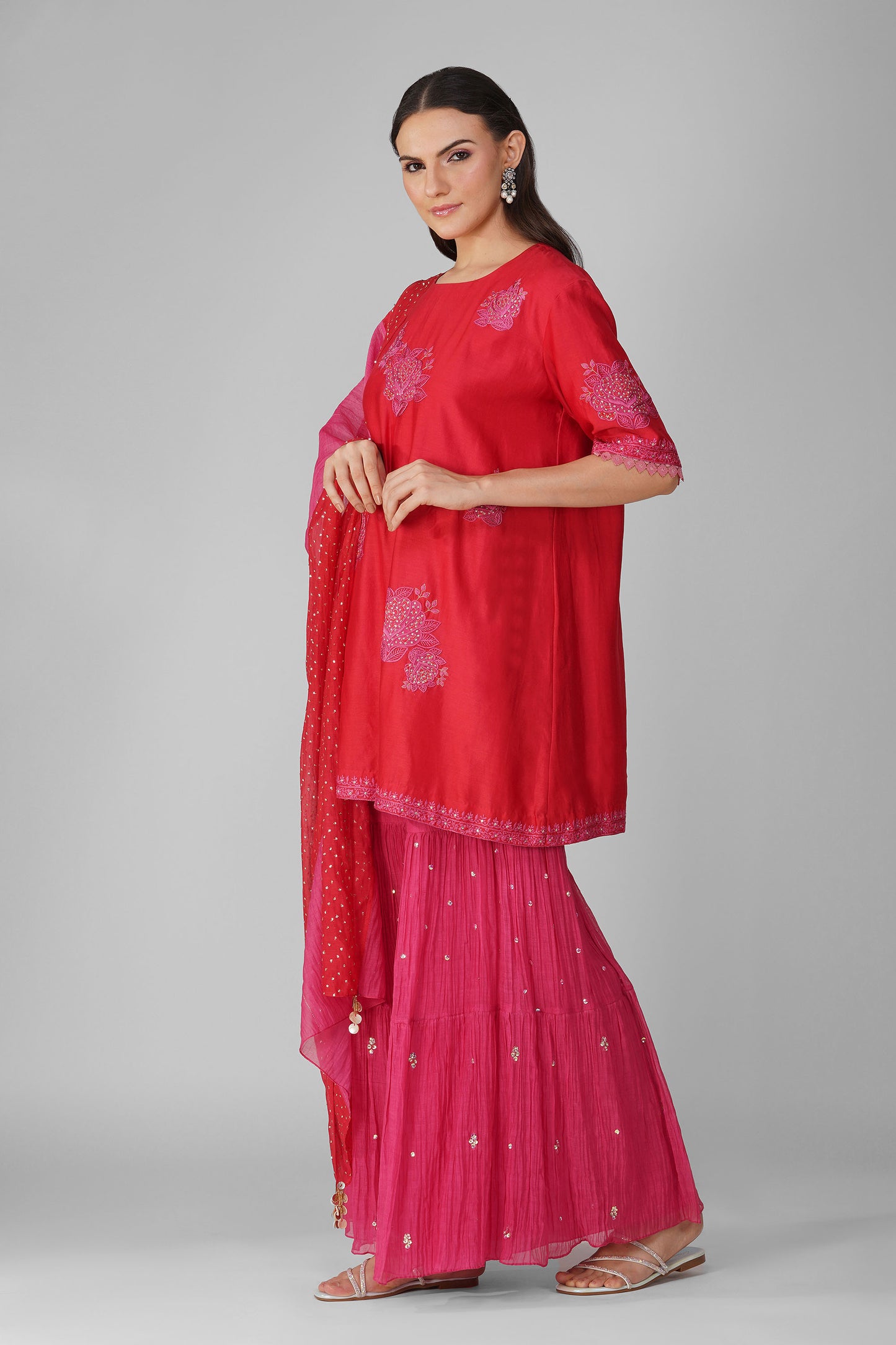 Starry Rose Magenta Two-Tone Garara Set