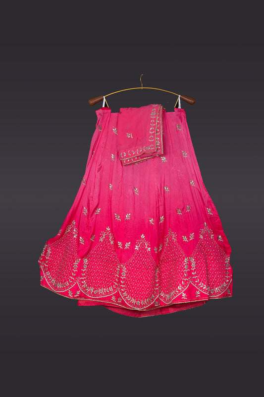 Rani Pink Georgette Mehendi Lehenga