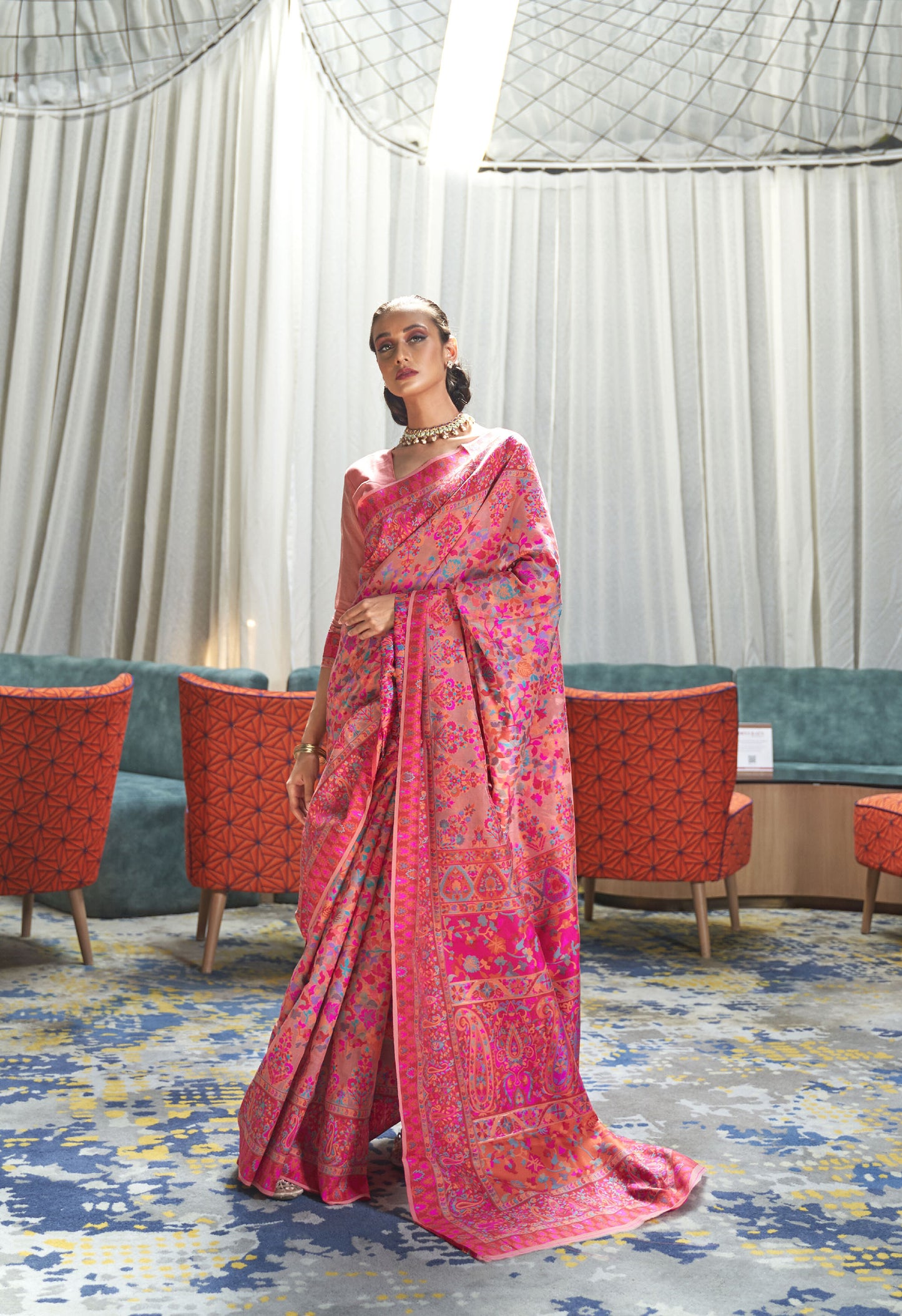 Pink Kashmira Silk Handloom Saree