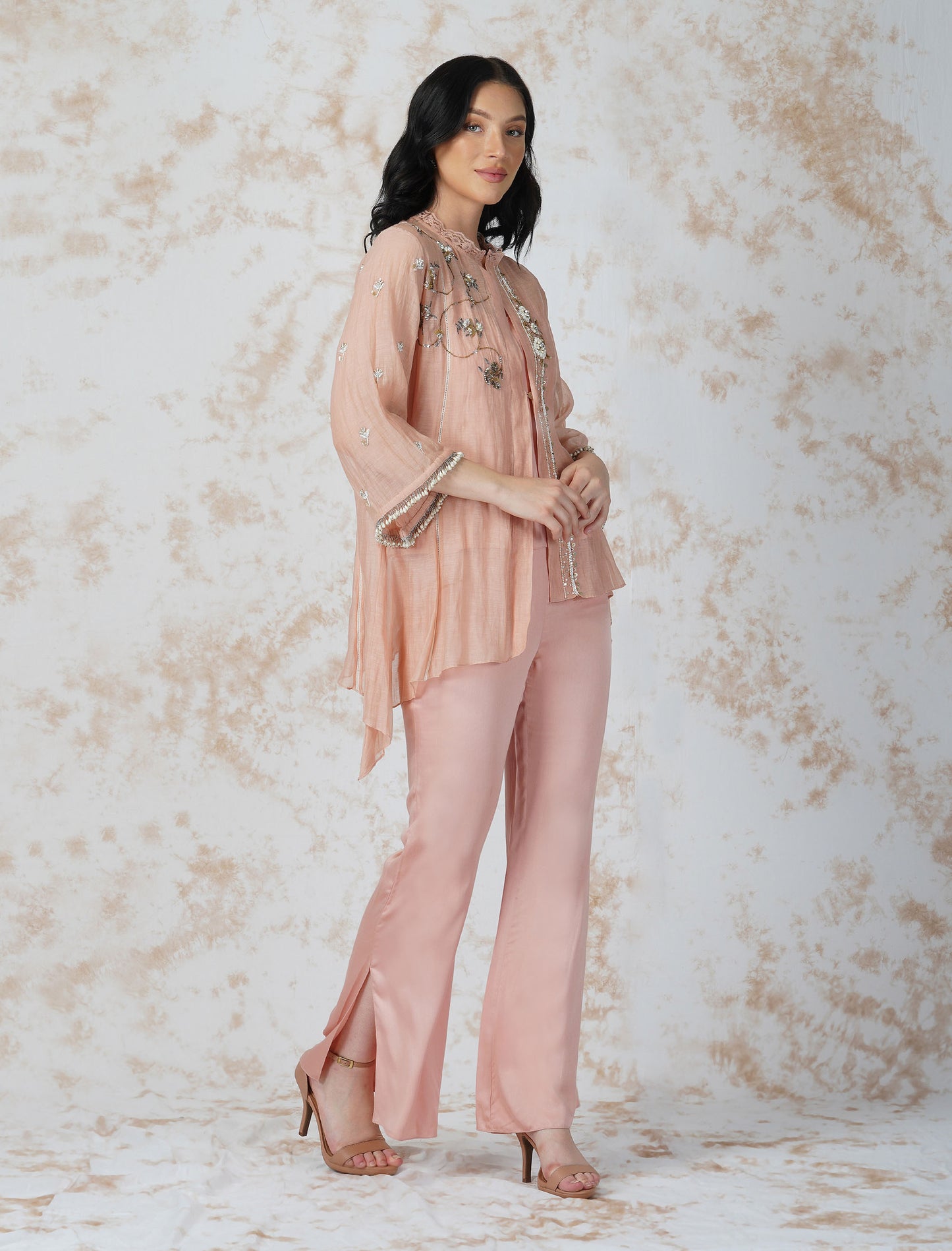 Natural Pink Baroque Work Shirt Set