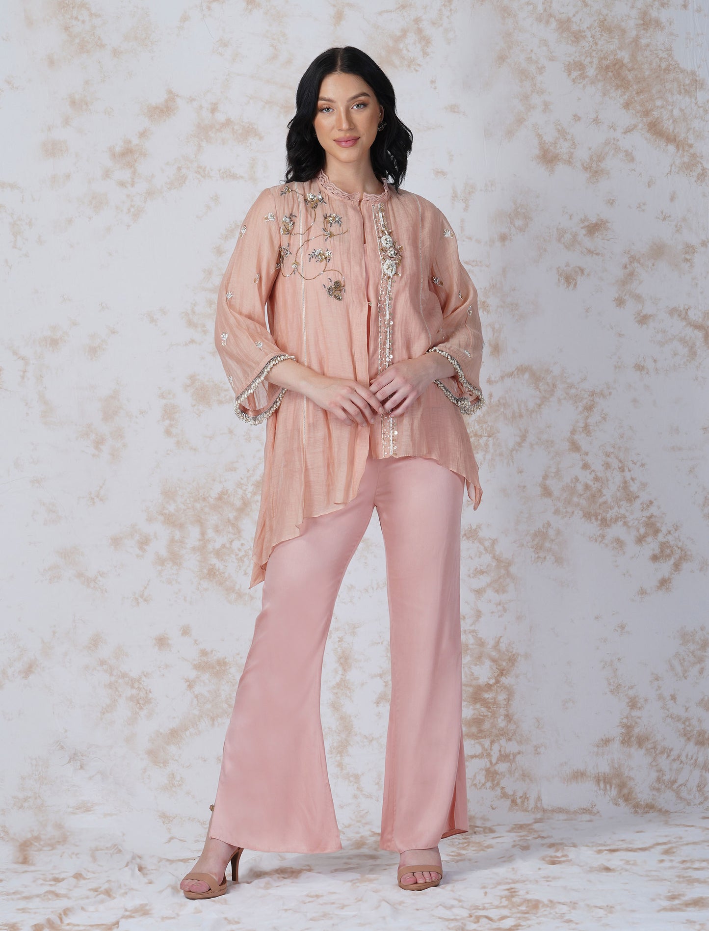 Natural Pink Baroque Work Shirt Set