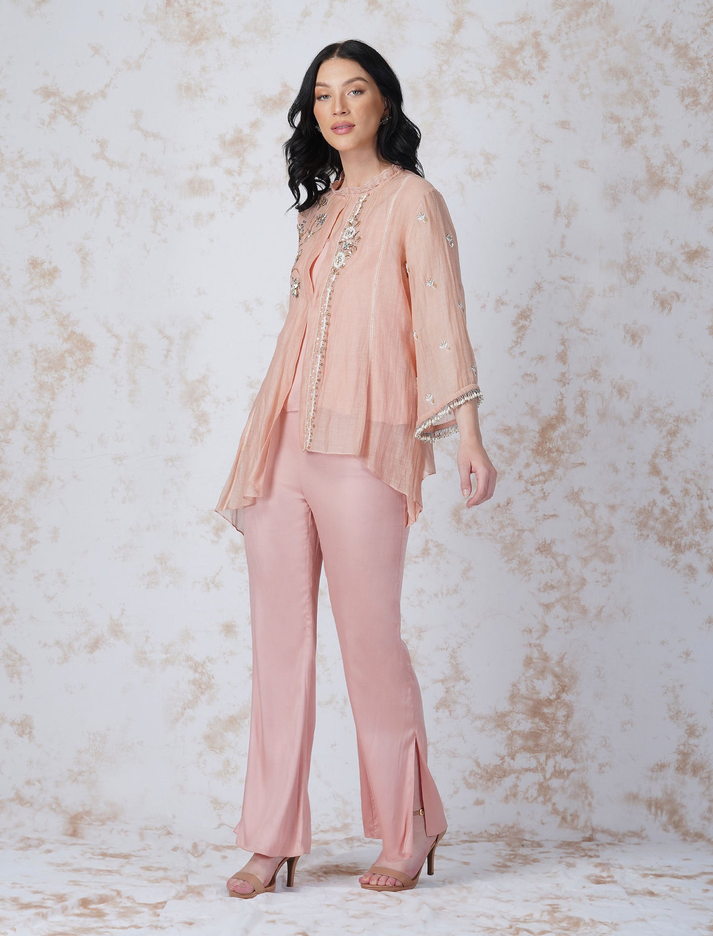 Natural Pink Baroque Work Shirt Set