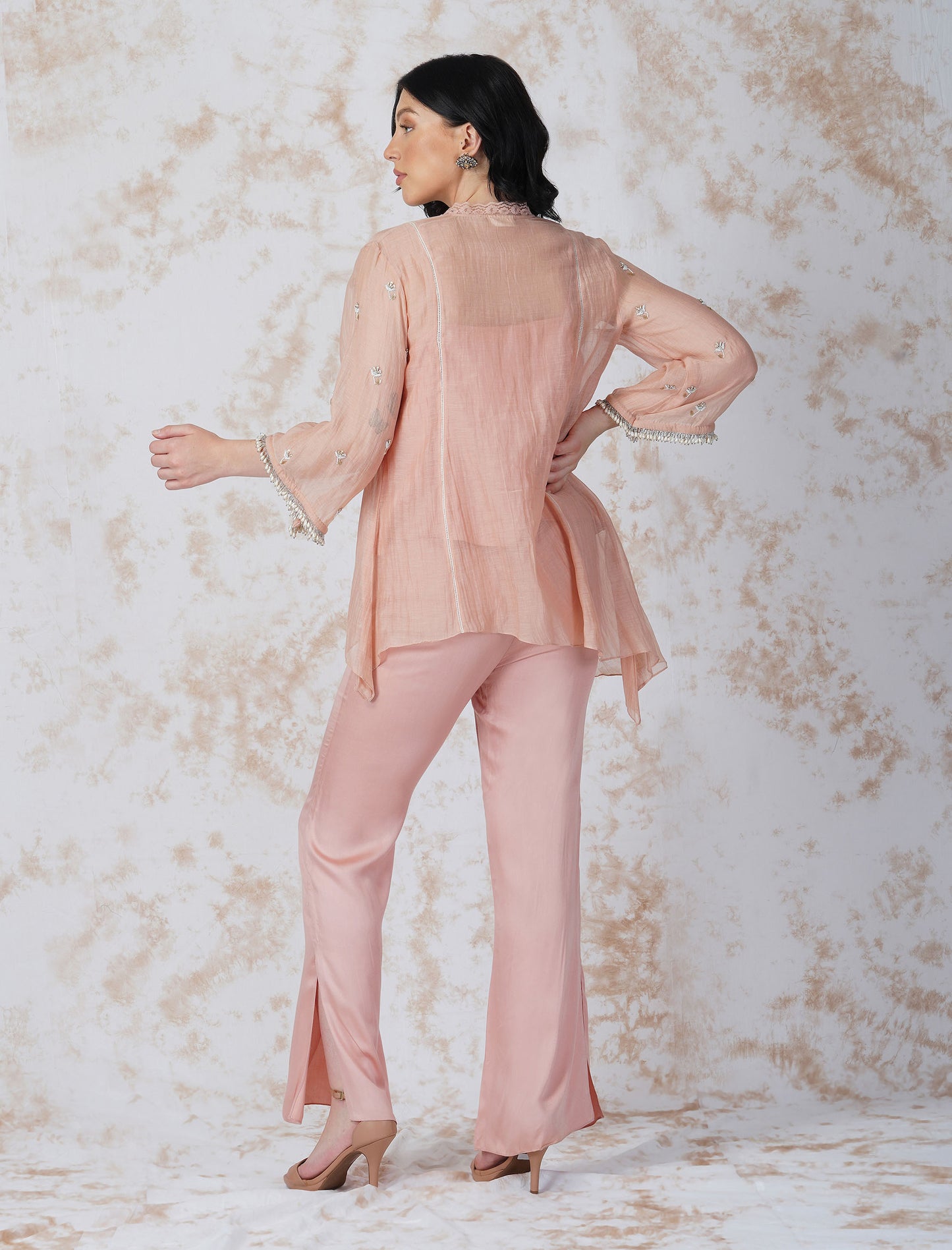 Natural Pink Baroque Work Shirt Set