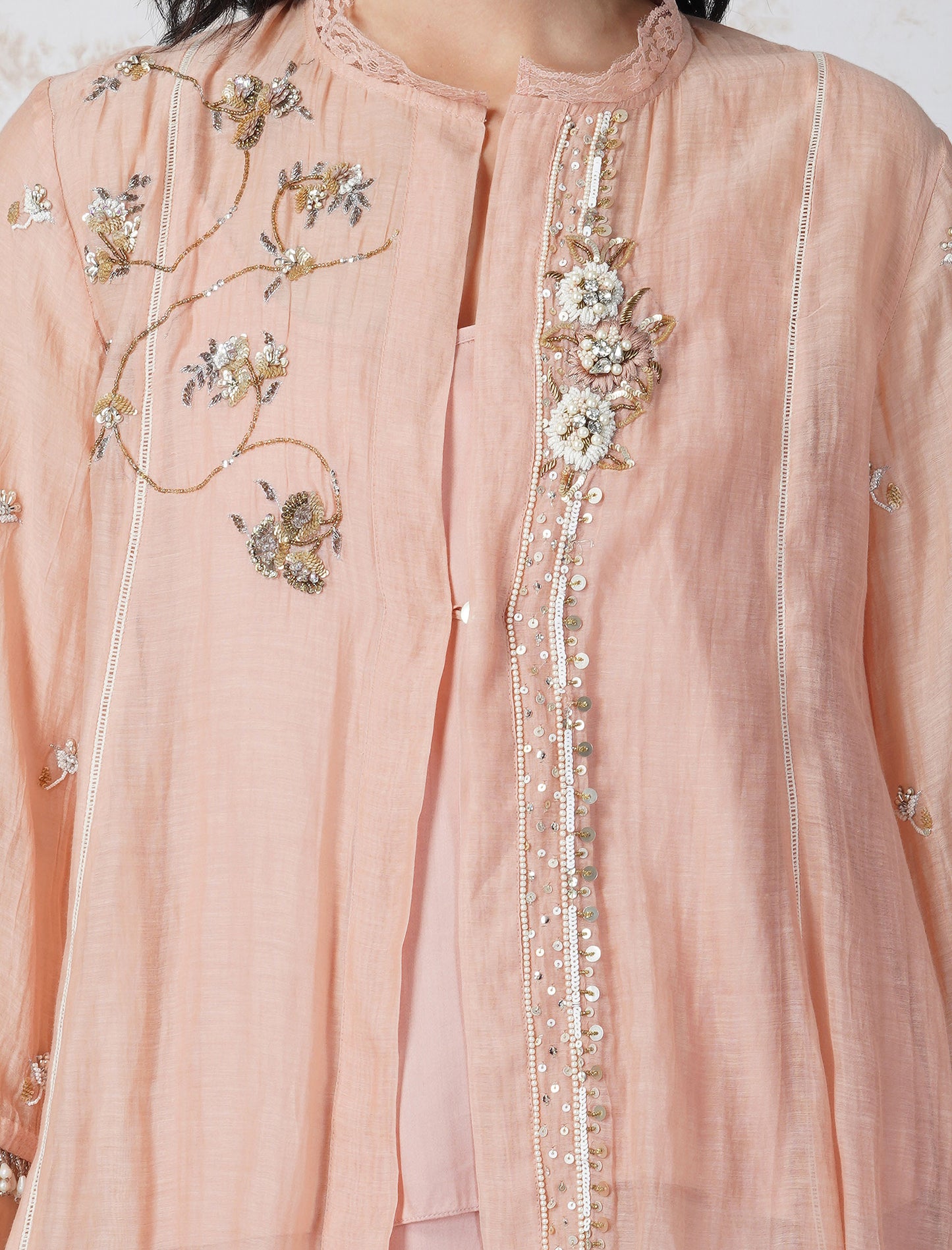 Natural Pink Baroque Work Shirt Set