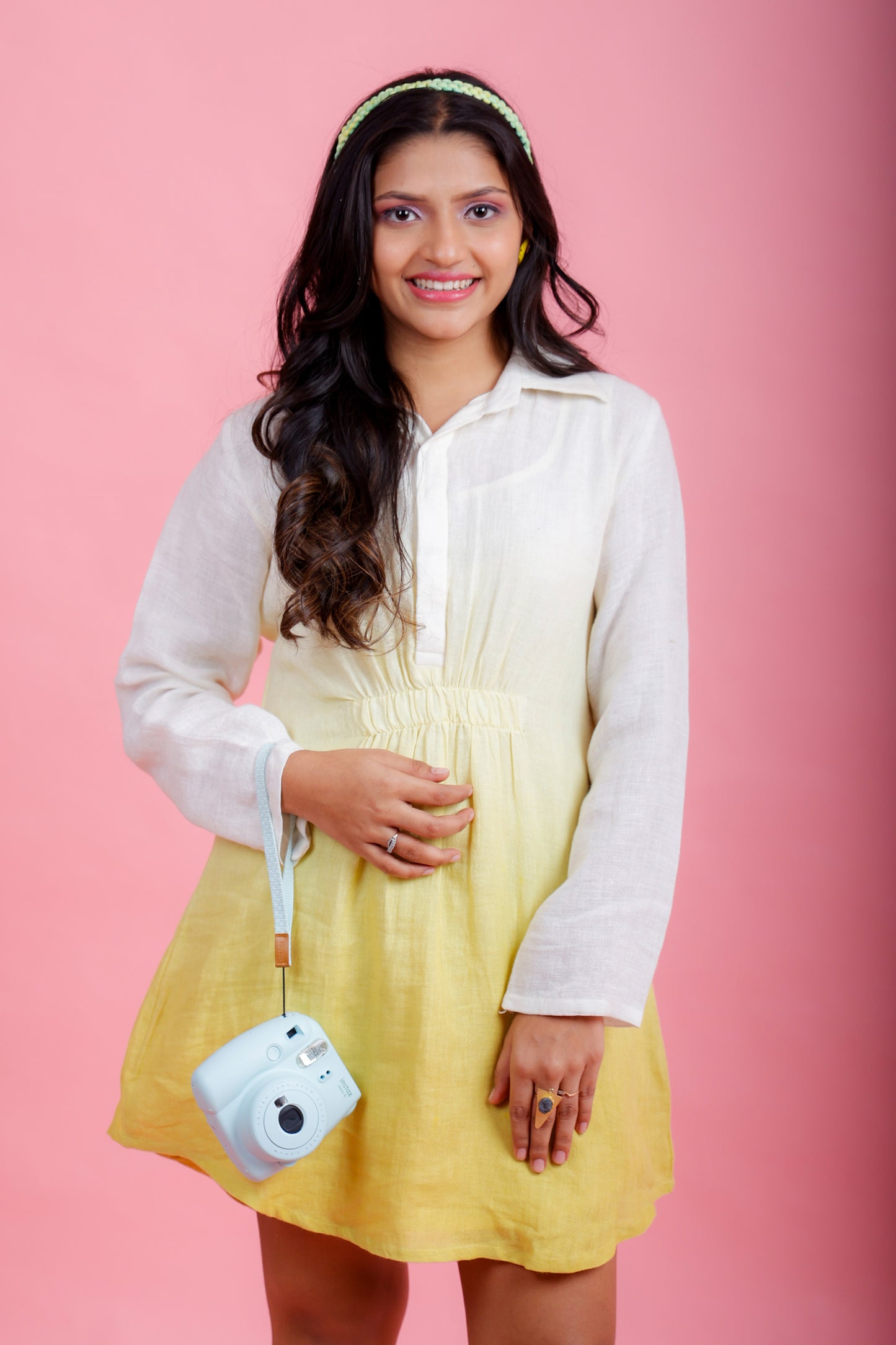 Golden Fizz Off-White to Lime Dress - Pinash