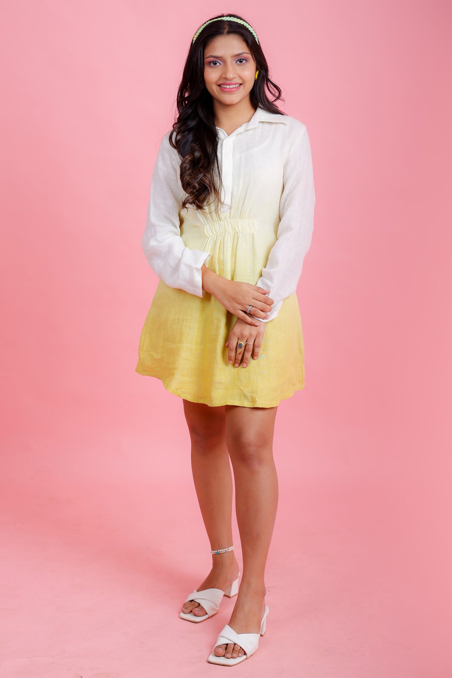 Golden Fizz Off-White to Lime Dress - Pinash