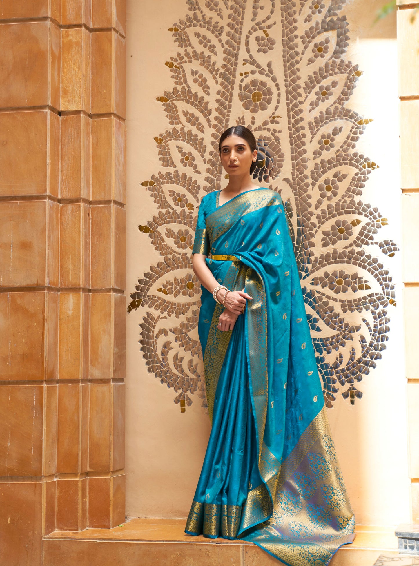 Blue Kalandi Kanjivaram Silk Saree