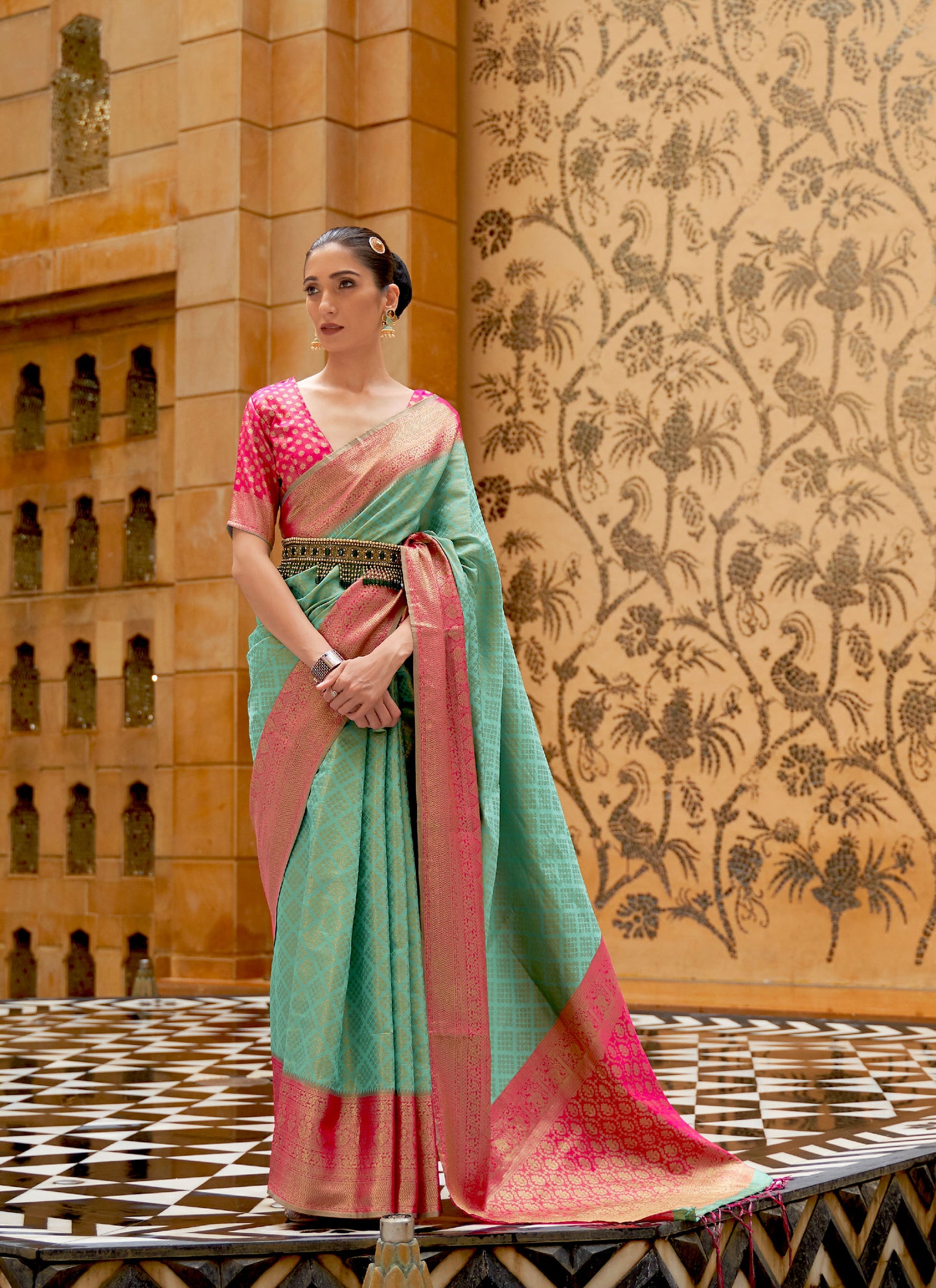 Green and Gold Kalaapi Handloom Silk saree