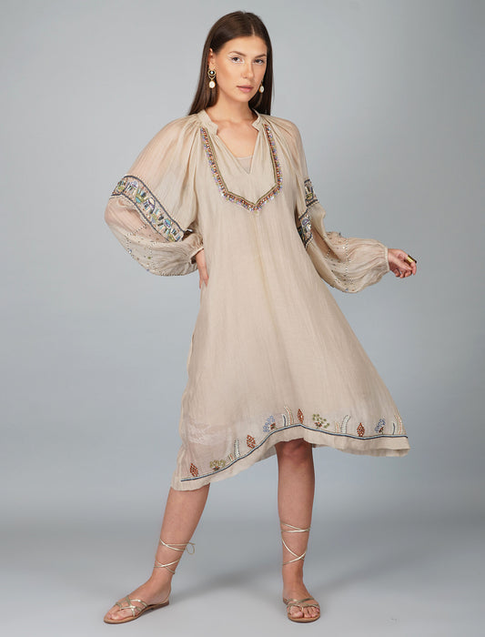 Sequin Flower Big Sleeve Dress