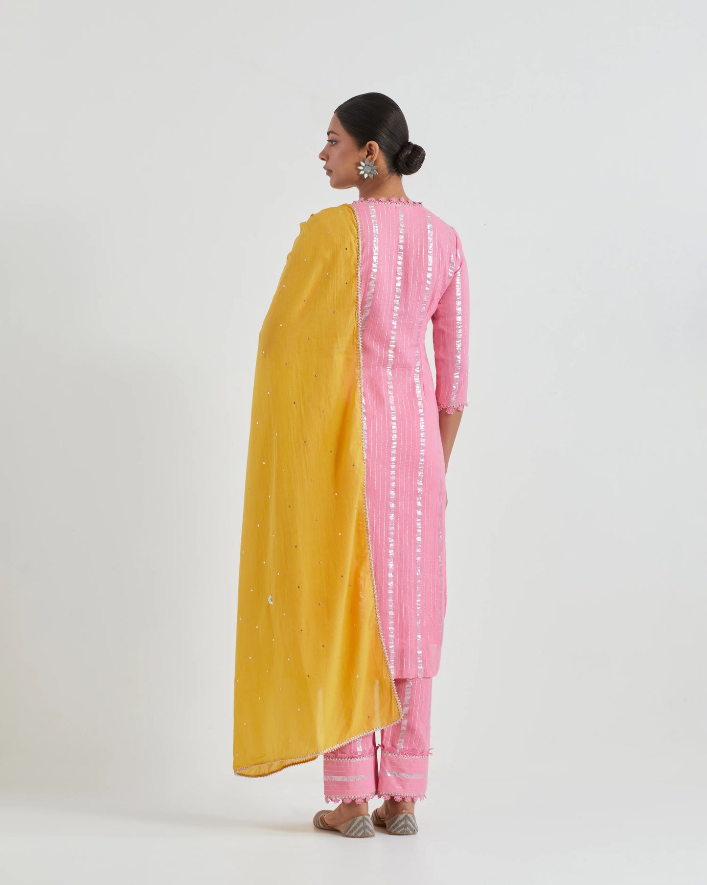 Alisha Cotton Lace work Pink Kurta Set