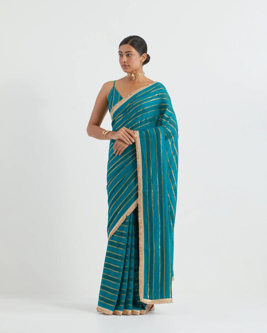 Raina Blue Jhilmil Saree