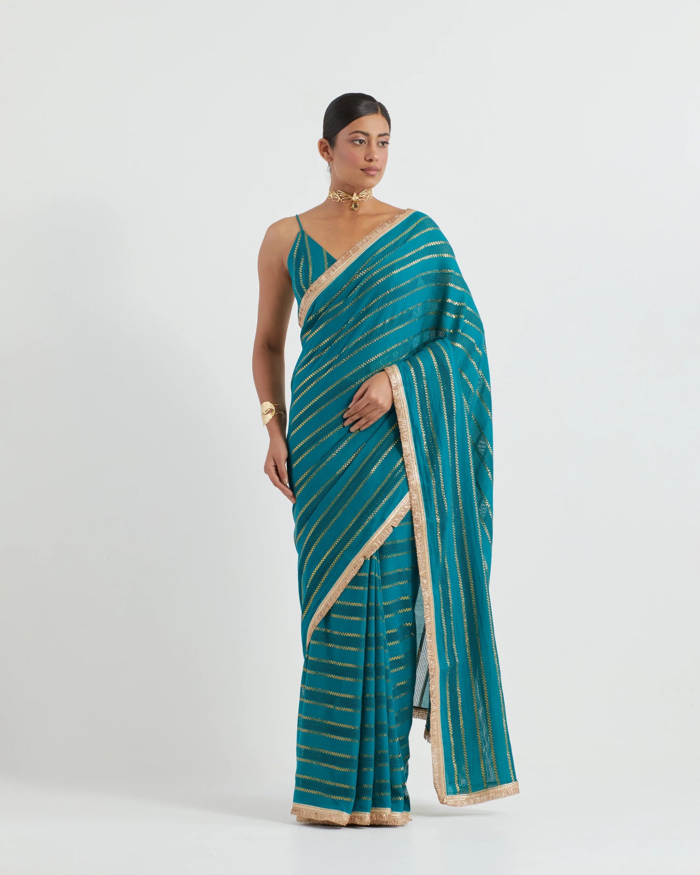 Raina Blue Jhilmil Saree