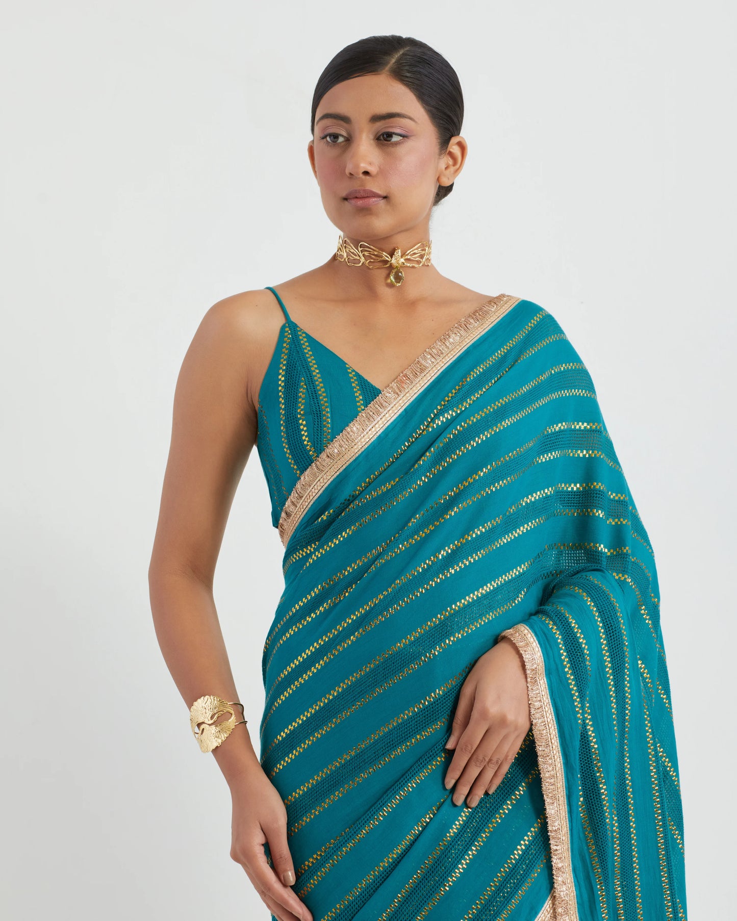 Raina Blue Jhilmil Saree