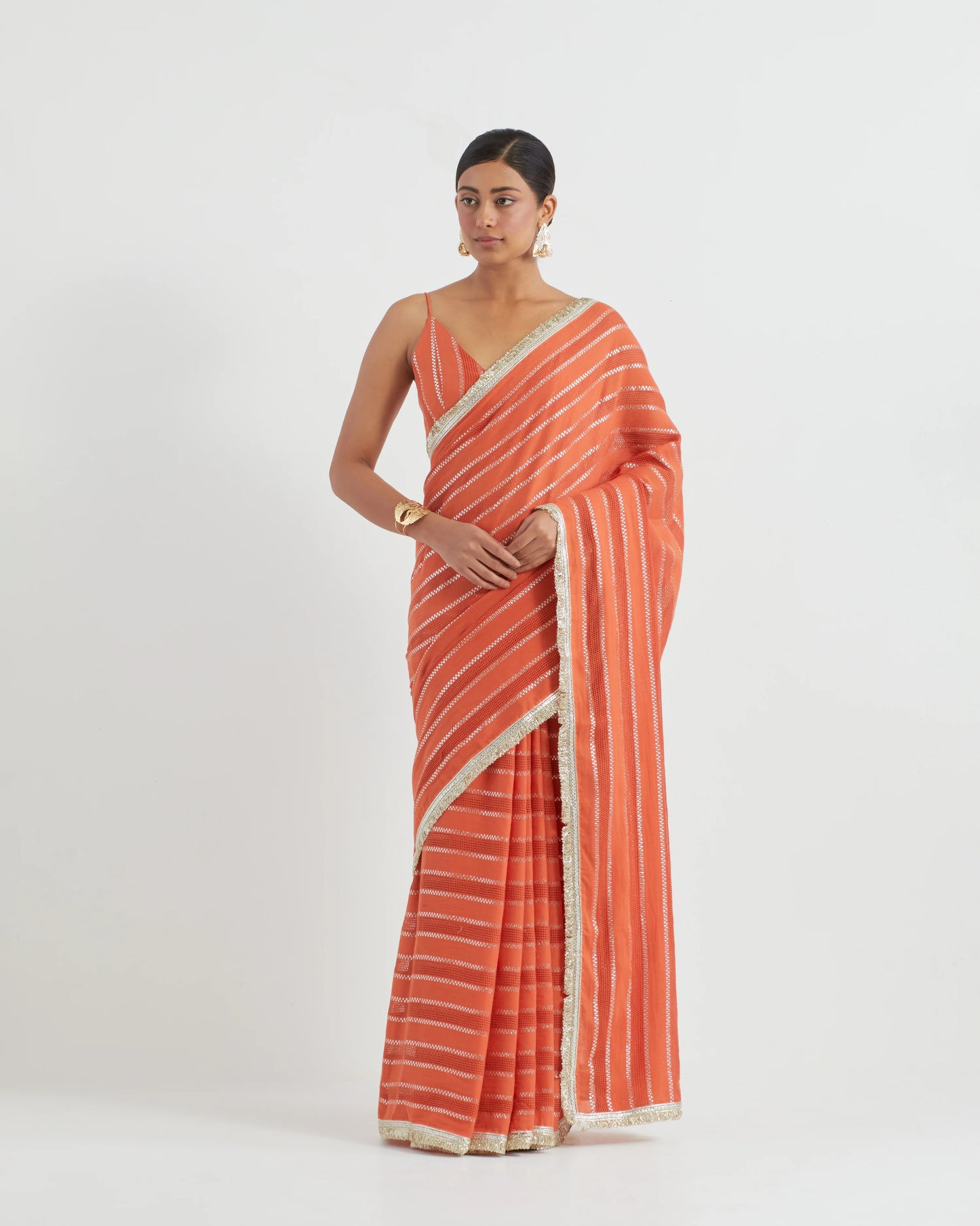 Inaya Orange Jhilmil Saree