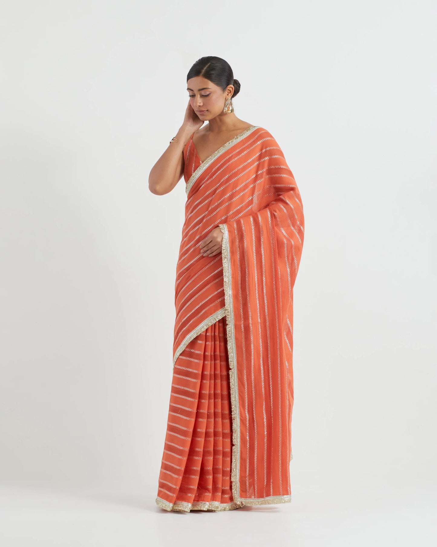 Inaya Orange Jhilmil Saree