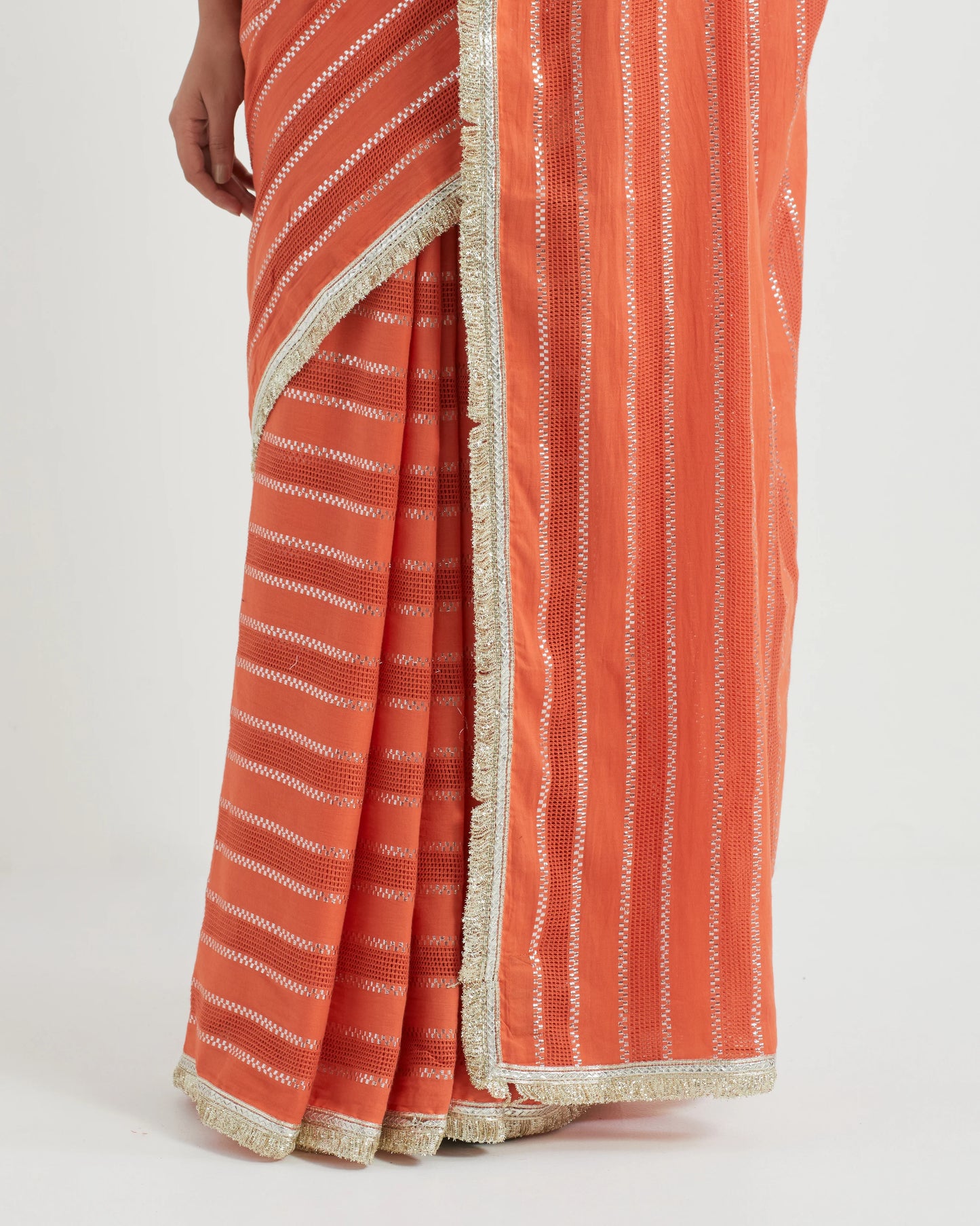 Inaya Orange Jhilmil Saree