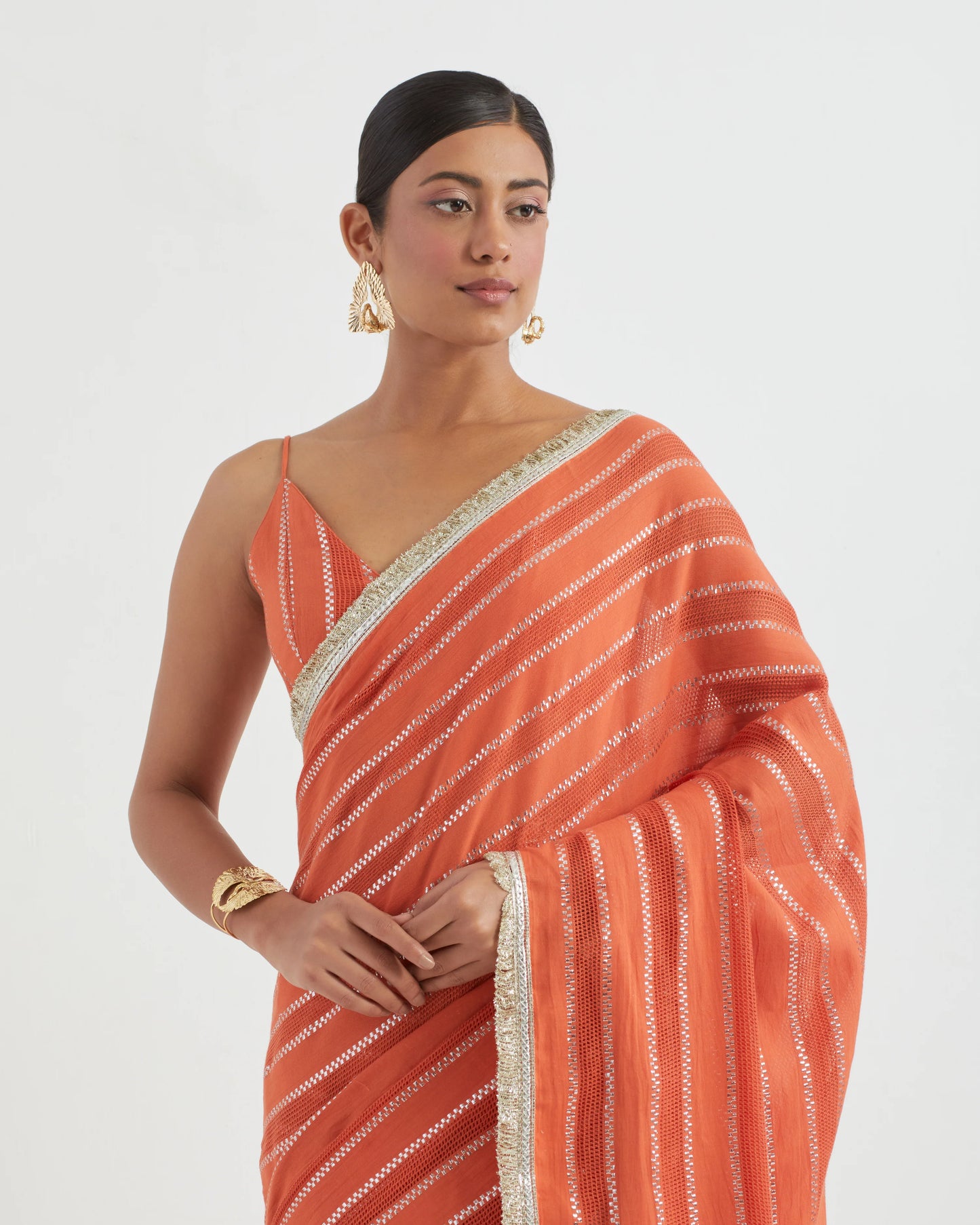 Inaya Orange Jhilmil Saree