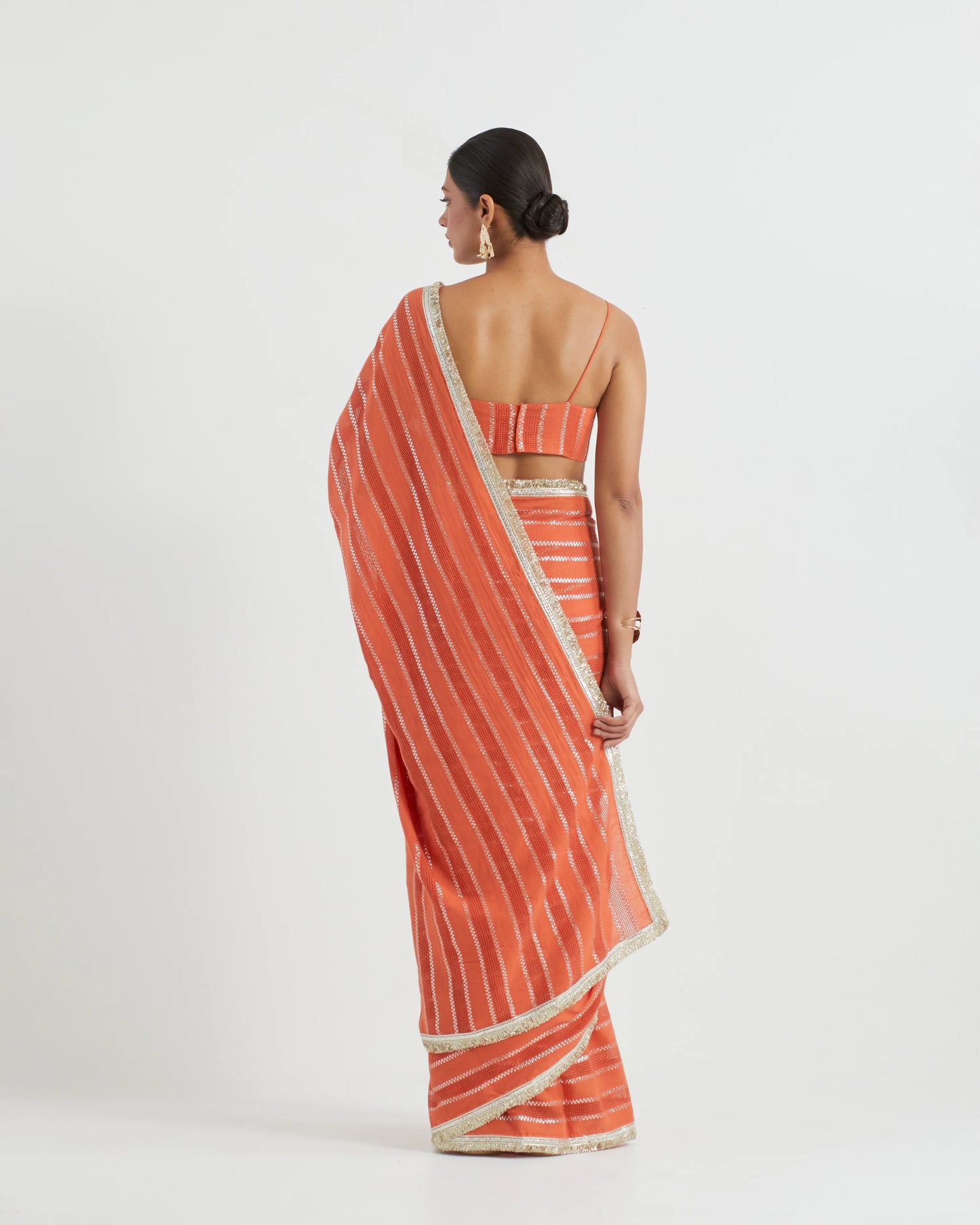 Inaya Orange Jhilmil Saree