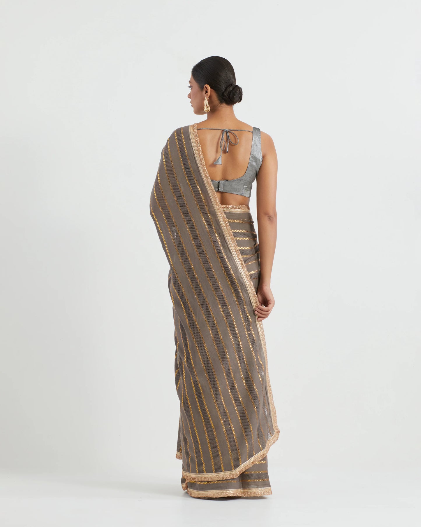 Fida Grey Cotton Jhilmil Saree