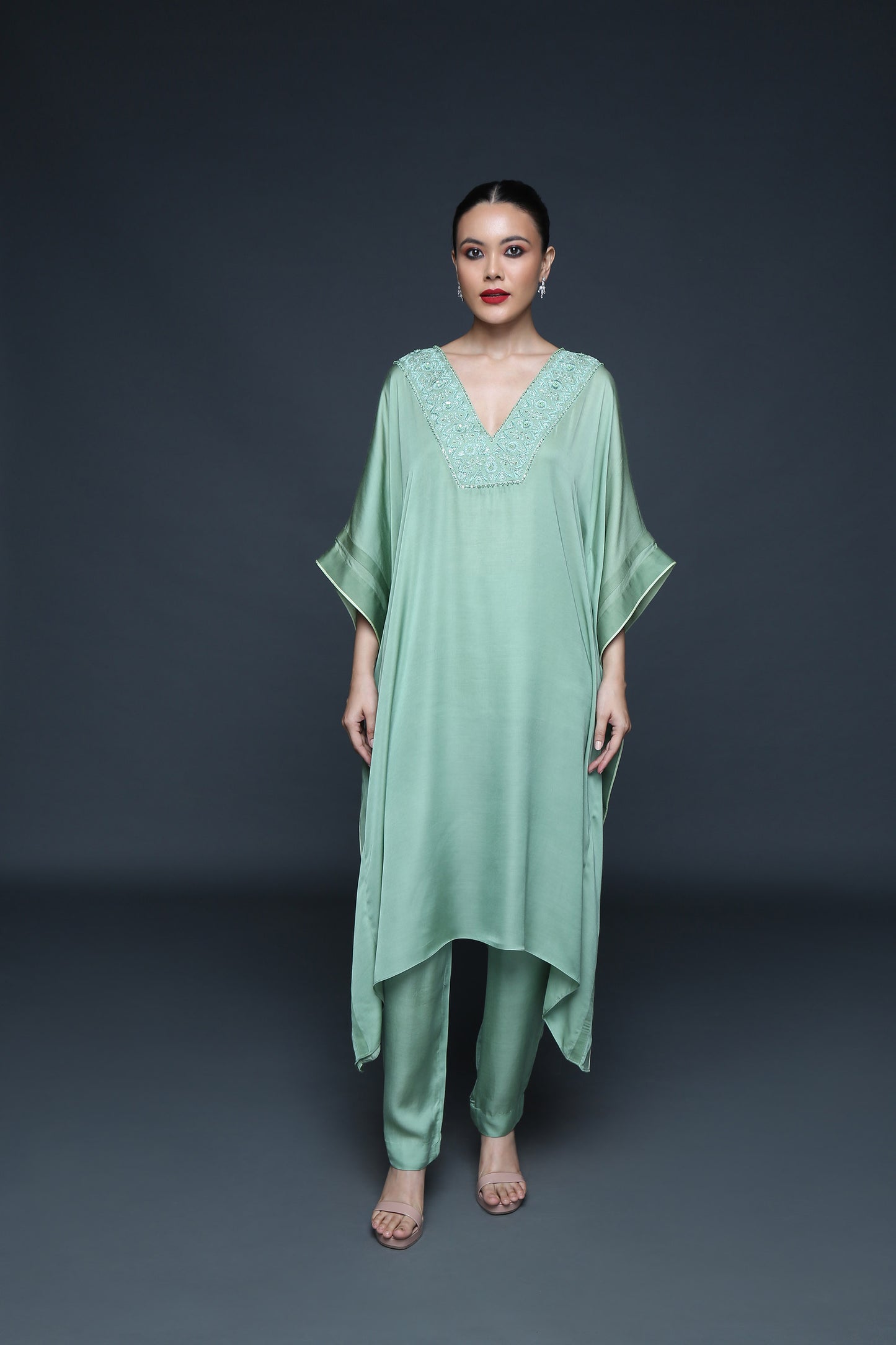 Fern Green Kaftaan Set - Sanjeev Marwaaha