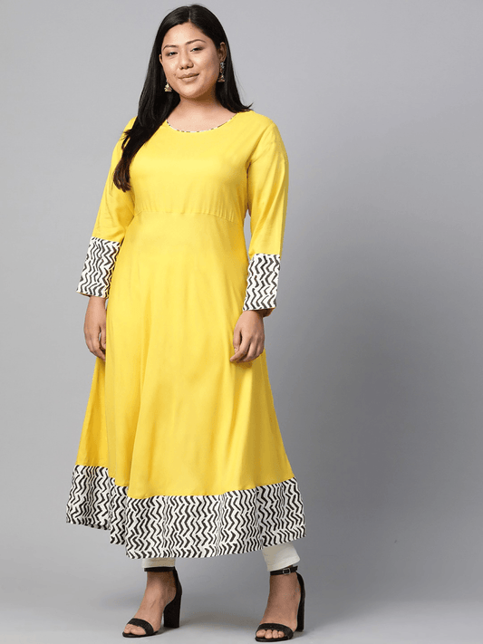 Divena Solid Mustard Yellow Rayon Anarkali - divena world-Mohi