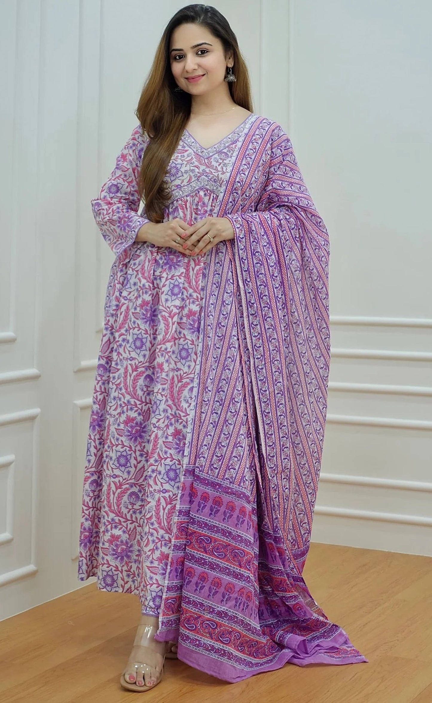 Chanda Women Pink Printed Pure Cotton Kurta And Pant Set