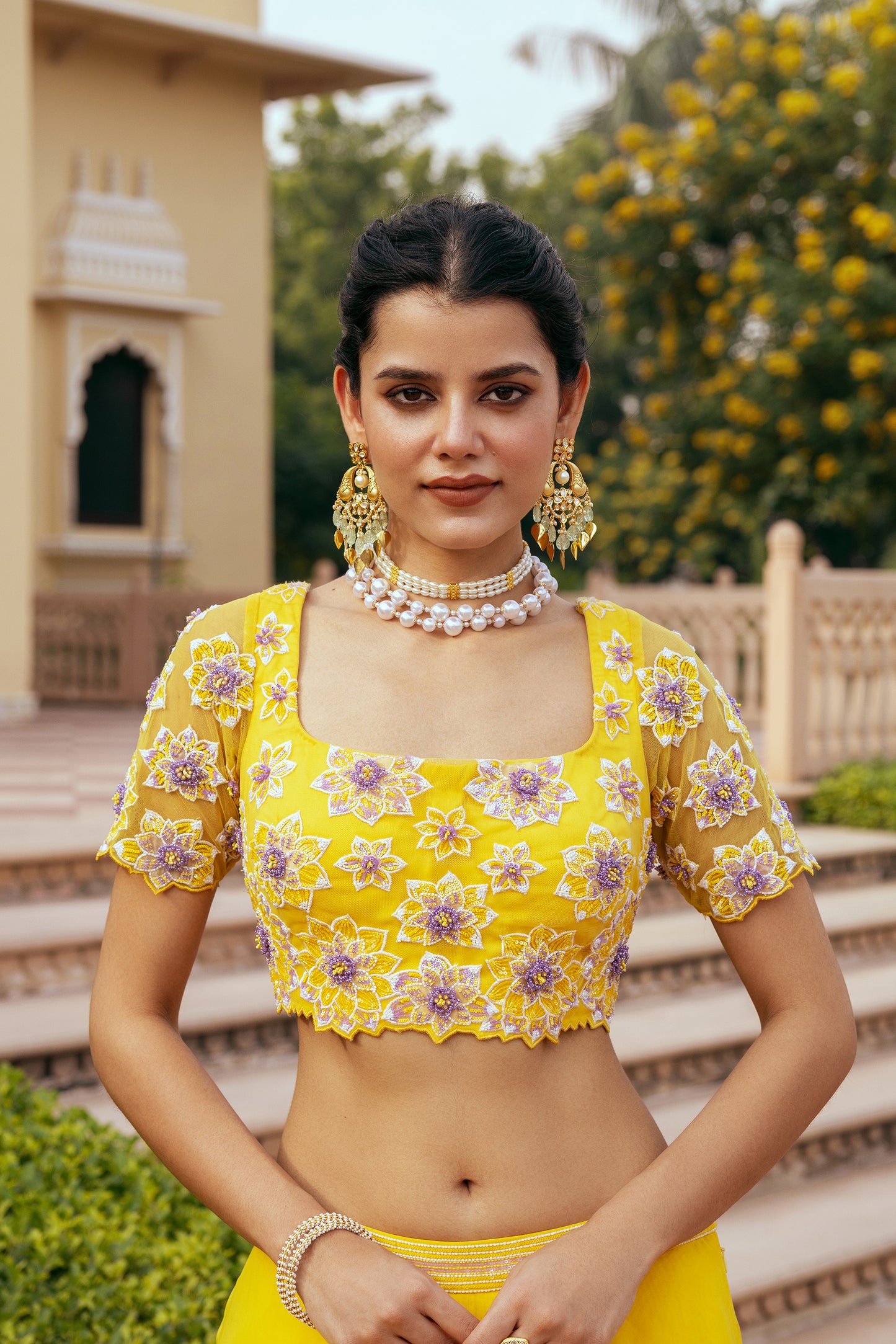 Noori Yellow Net Ajooba Lehenga Set