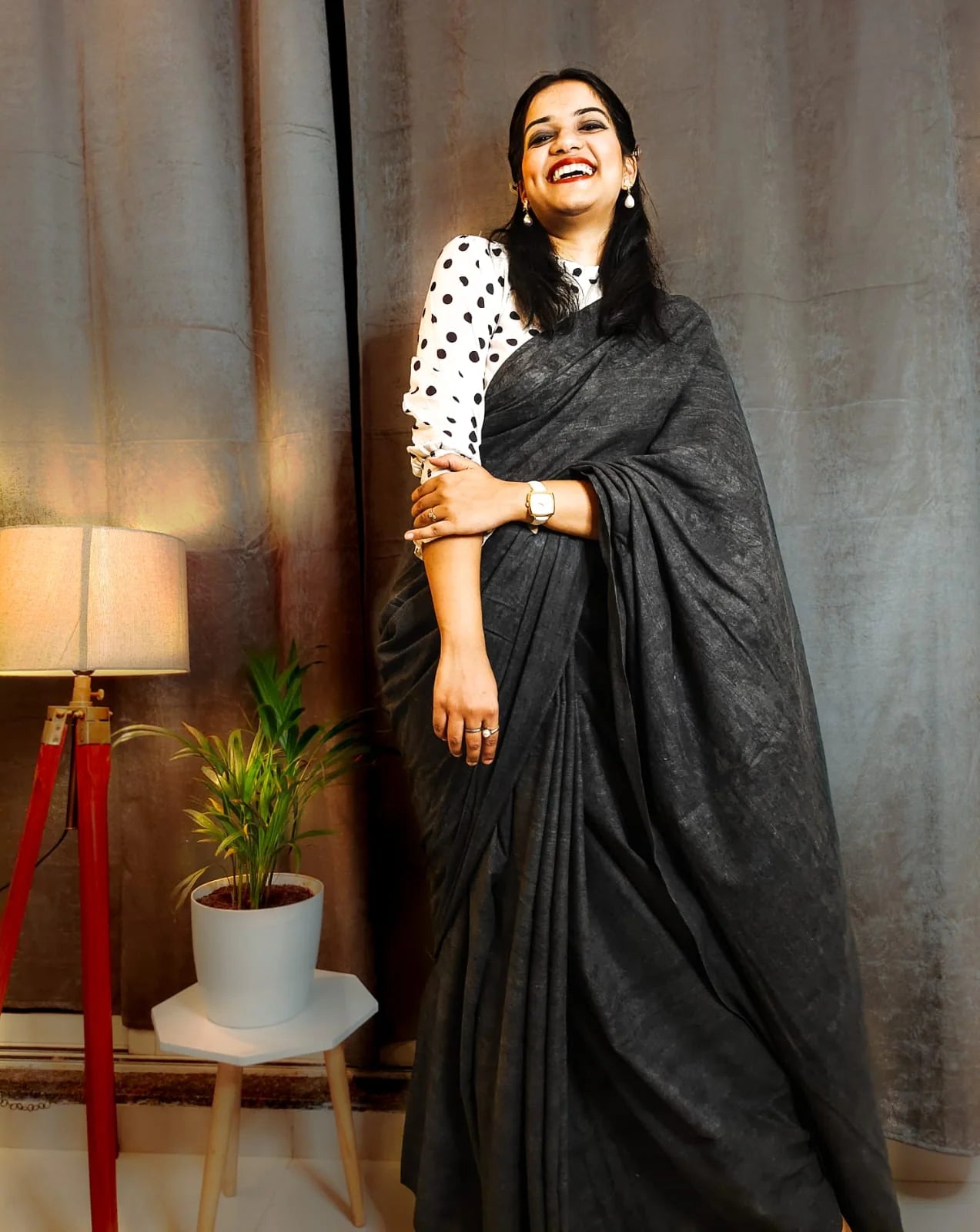 Badal Black handloom Cotton saree