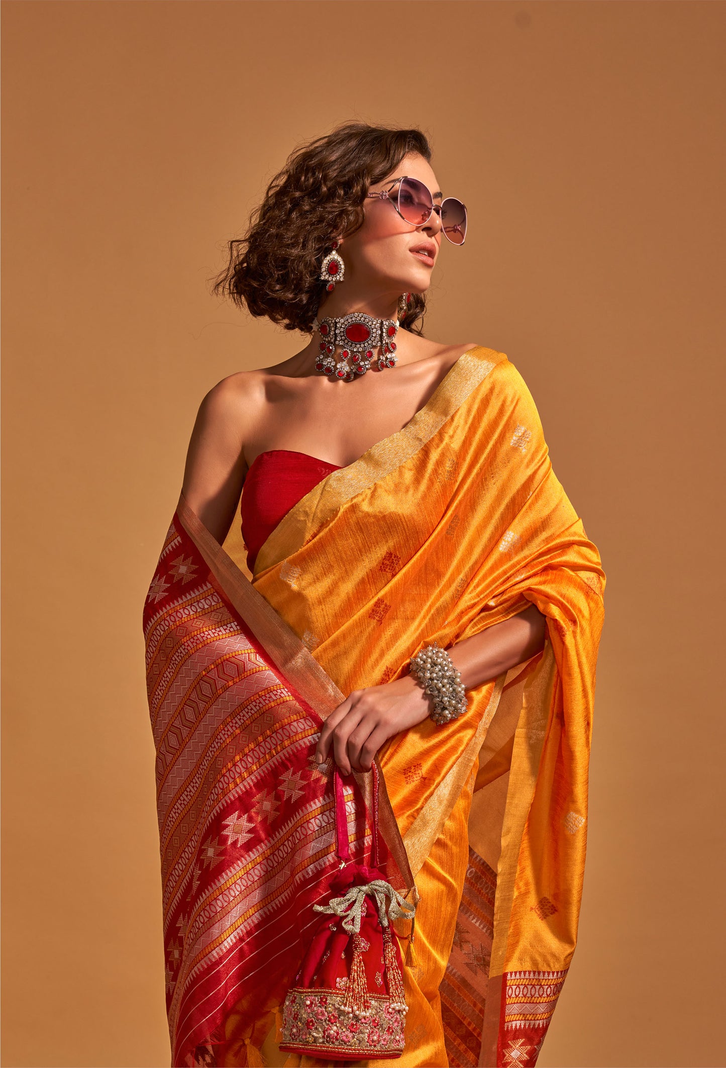 Yellow Kanoi Silk Handloom Saree