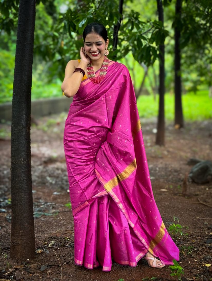 Raji Pink Viscose Handloom saree