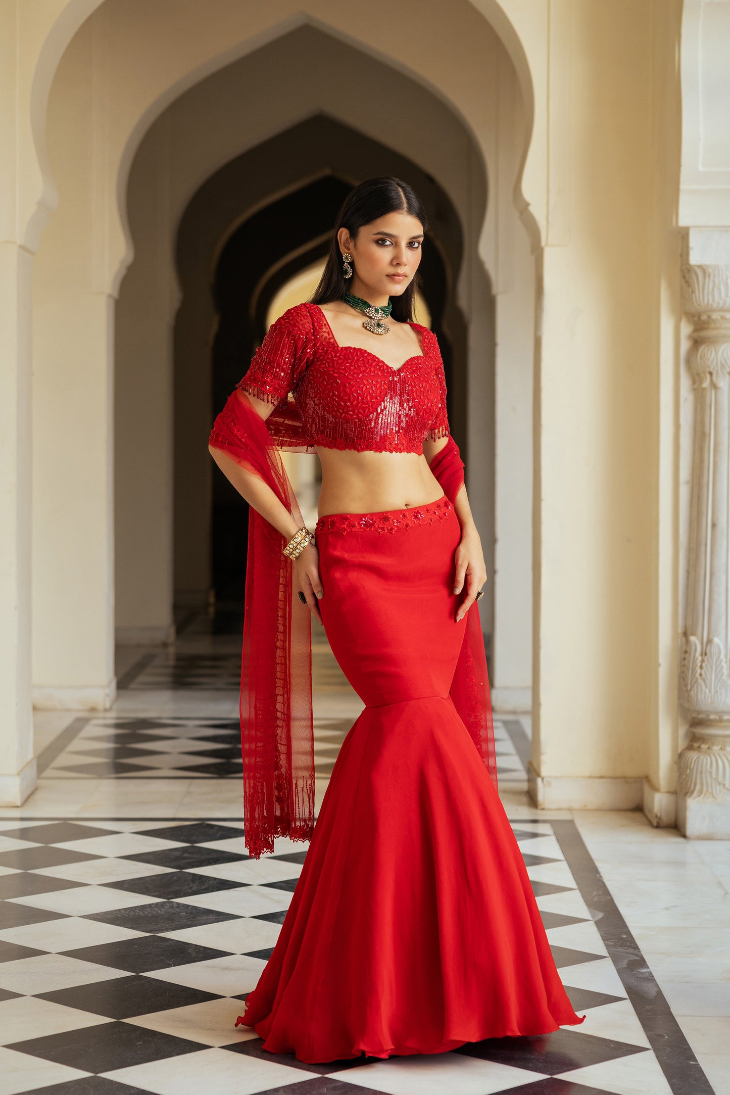 Aurora Red Lehenga Set