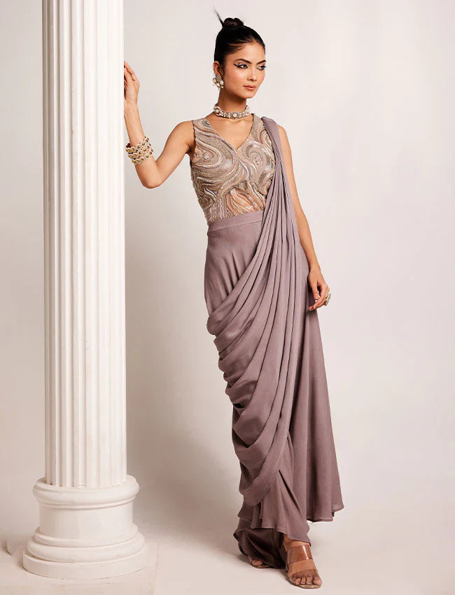 Etheral grey drape saree