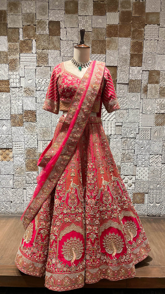 Pink Bridal Lehenga with Zariwork