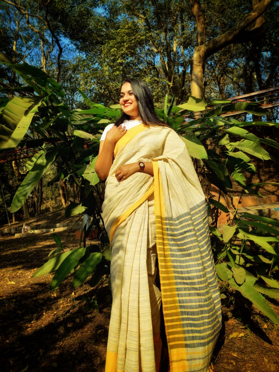 Subali Yellow Cotton Handloom saree