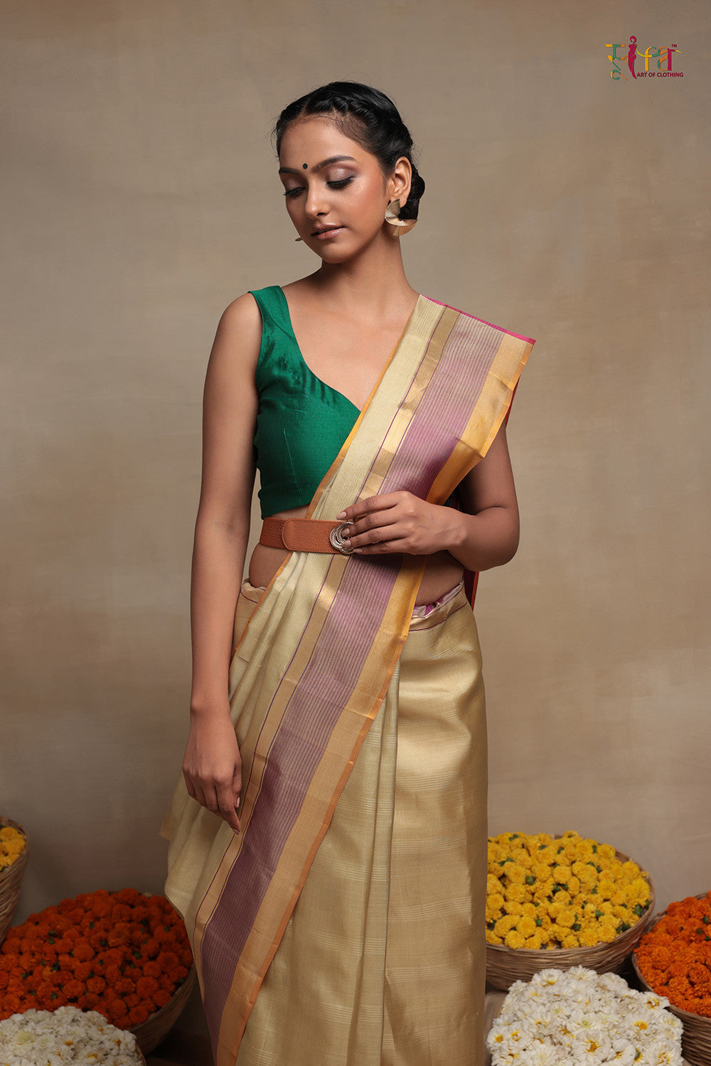 Handloom Gold  Pure Silk Kanchi Contemporary Saree