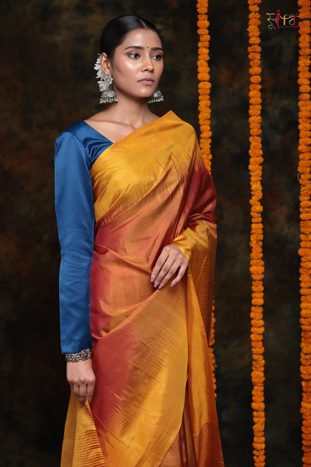 Handloom Mustard & Yellow Pure Silk Saree