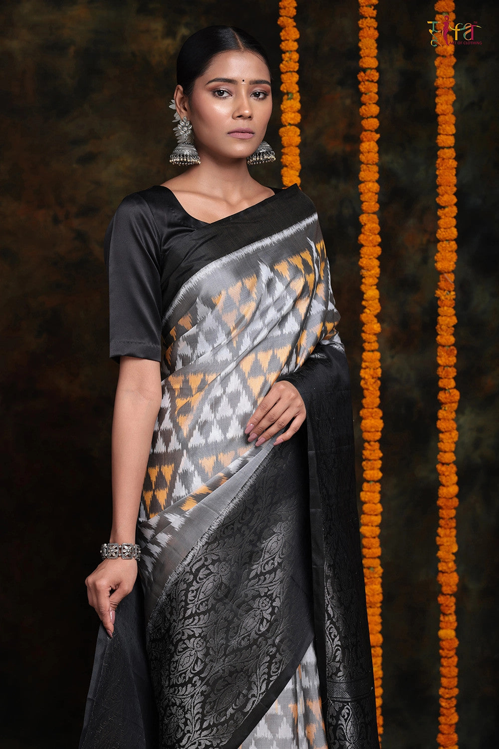 Handloom Fossil Grey Pure Silk Saree