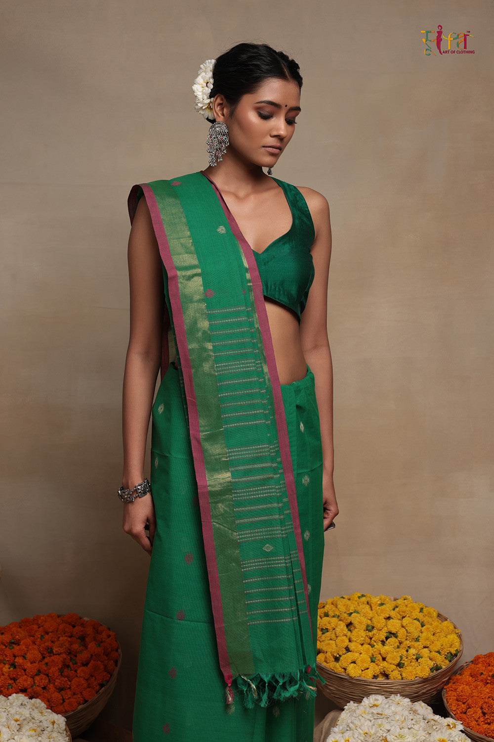 Green Handloom Kanchi Cotton Saree